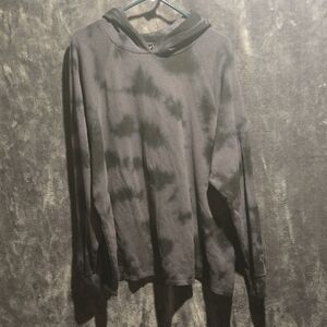 torrid Black Tie-Dye Hooded Long-Sleeve Shirt